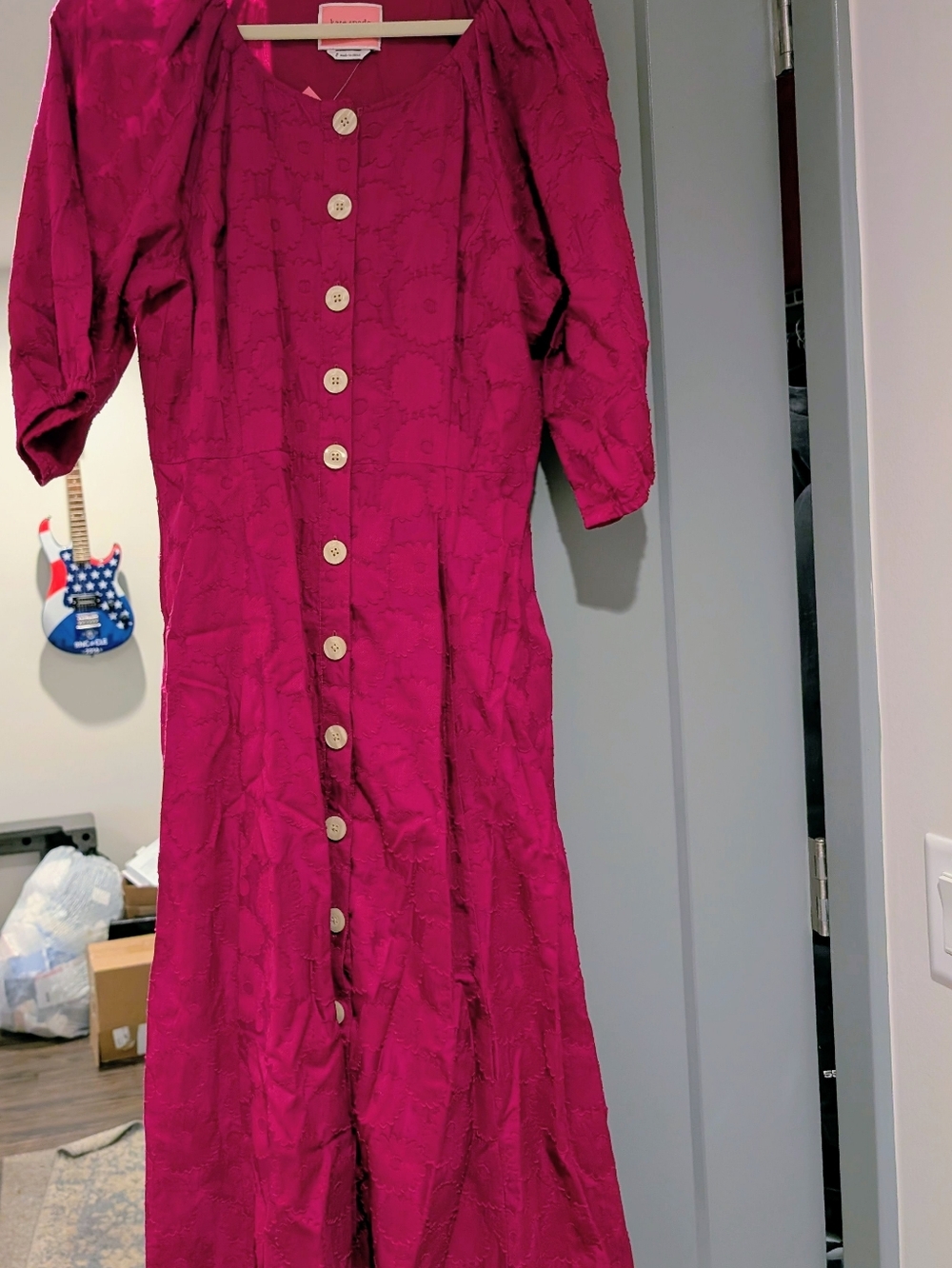 Kate Spade Magenta Button-Front Maxi Dress